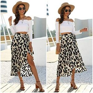 NEW New Choice Abstract Leopard Print Wrap Skirt
